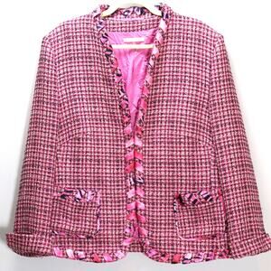 Basler Pink Tweed Jacket Ribbon Trim European‎ Size 46